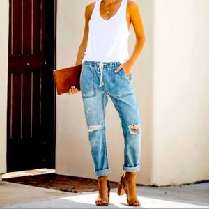 Vici Distressed Denim Jogger